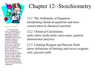 Chapter 12--Stoichiometry