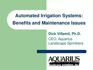 Automated Irrigation Systems: Benefits and Maintenance Issues