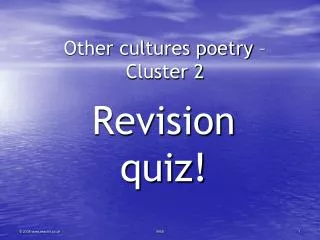 Other cultures poetry – Cluster 2