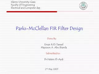 Parks-McClellan FIR Filter Design