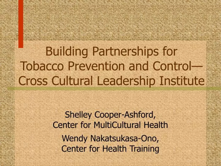 building partnerships for tobacco prevention and control cross cultural leadership institute