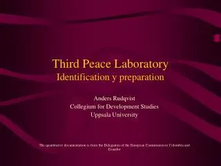 Third Peace Laboratory Identification y preparation