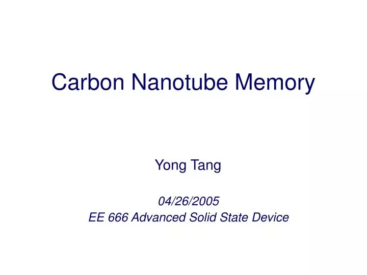 carbon nanotube memory