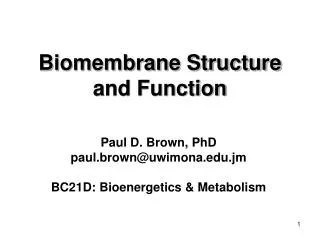 Biomembrane Structure and Function