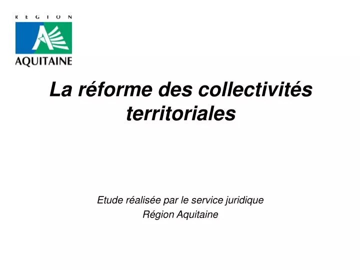 la r forme des collectivit s territoriales