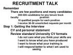 RECRUITMENT TALK - slide 1