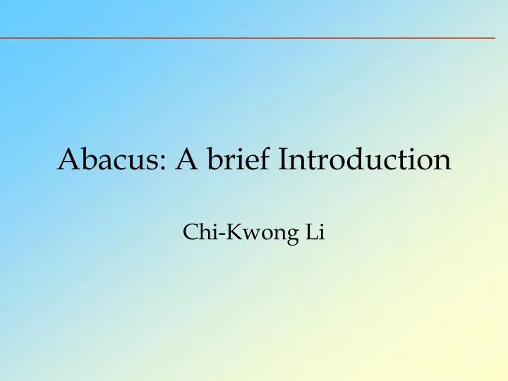 abacus a brief introduction