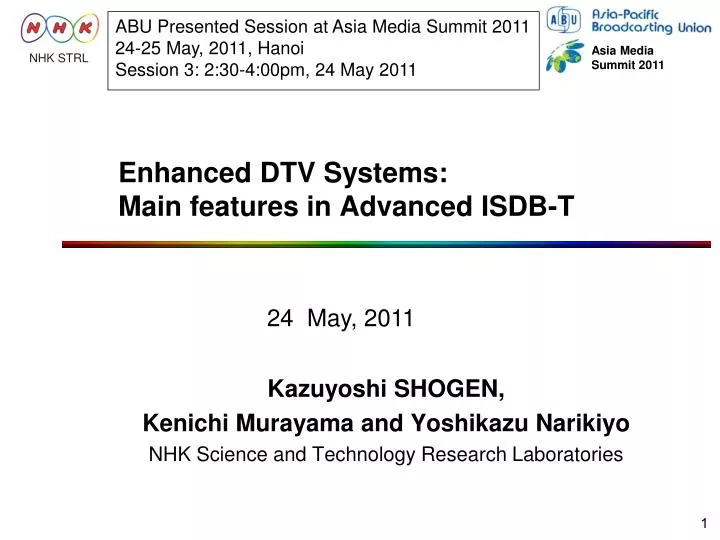 enhanced dtv systems main features in advanced isdb t