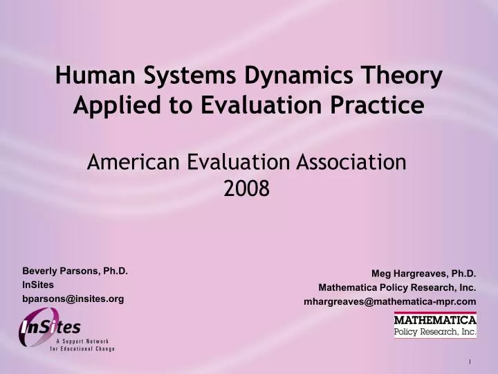 human systems dynamics theory applied to evaluation practice