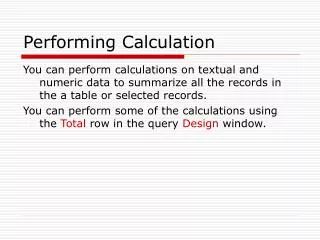 Performing Calculation