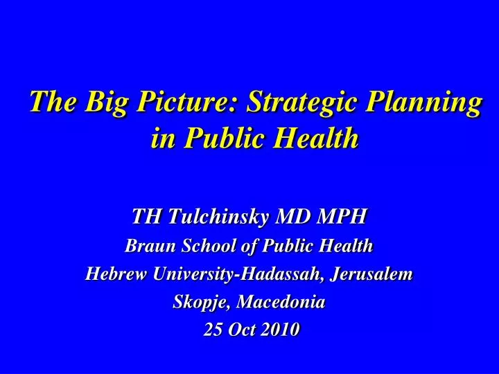 the big picture strategic planning in public health