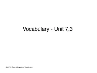 Vocabulary - Unit 7.3