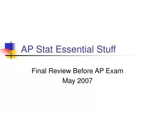 AP Stat Essential Stuff