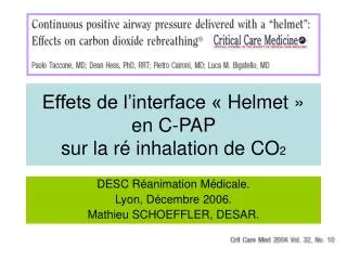effets de l interface helmet en c pap sur la r inhalation de co 2