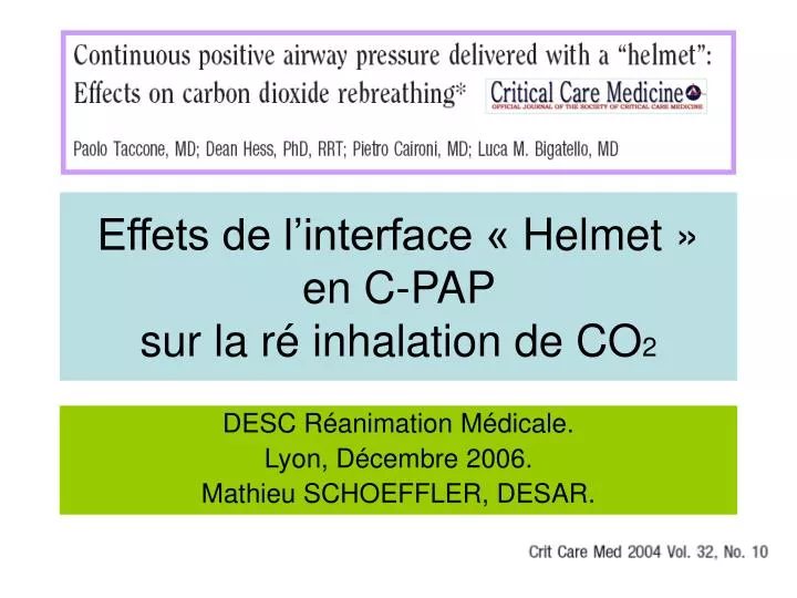 effets de l interface helmet en c pap sur la r inhalation de co 2