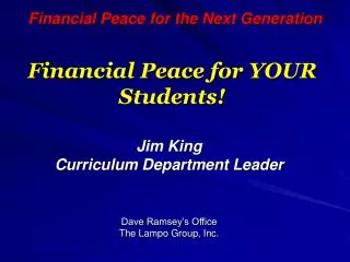 Financial Peace for YOUR Students!