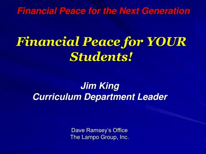 financial peace for your students