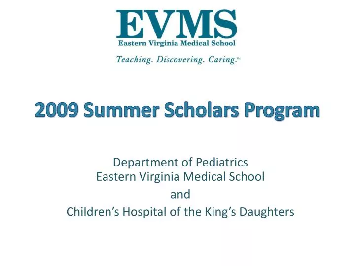 2009 summer scholars program