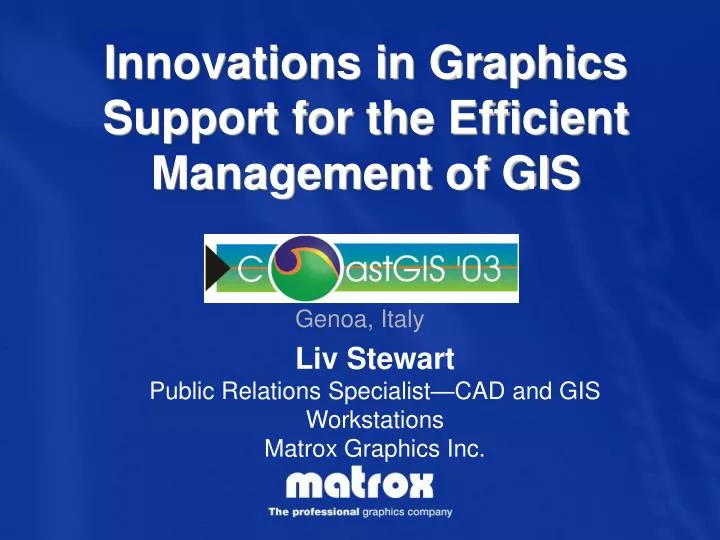 innovations in graphics support for the efficient management of gis