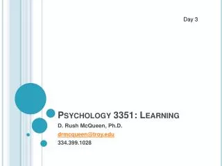 Psychology 3351: Learning