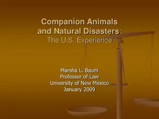 Companion Animals and Natural Disasters : The U.S. Experience
