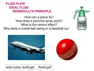 FLUID FLOW IDEAL FLUID BERNOULLI'S PRINCIPLE