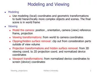 Modeling and Viewing