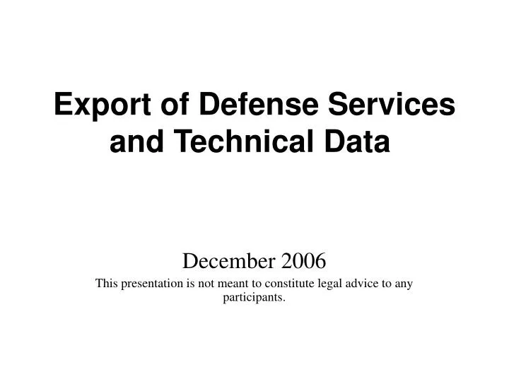 export of defense services and technical data