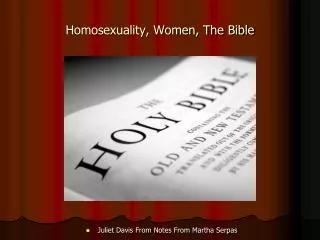 Homosexuality, Women, The Bible