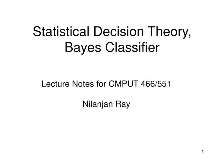 statistical decision theory bayes classifier