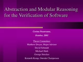 Abstraction and Modular Reasoning for the Verification of Software