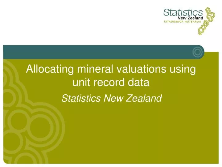 allocating mineral valuations using unit record data