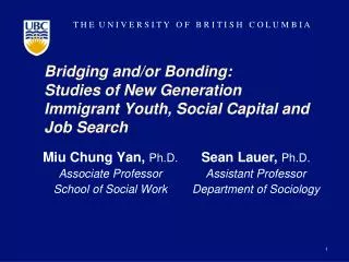 Bridging and/or Bonding: Studies of New Generation Immigrant Youth, Social Capital and Job Search