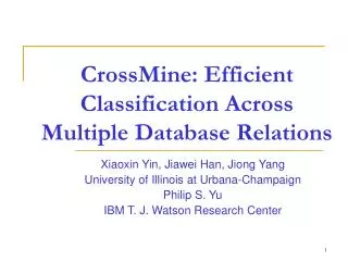 CrossMine: Efficient Classification Across Multiple Database Relations