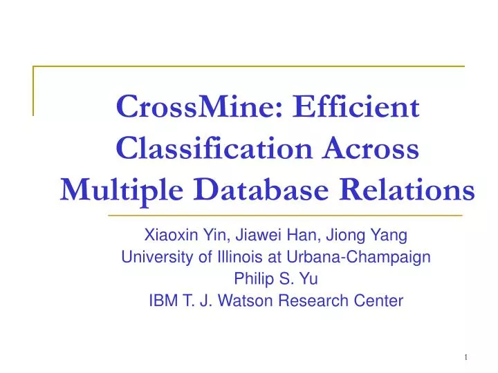 crossmine efficient classification across multiple database relations