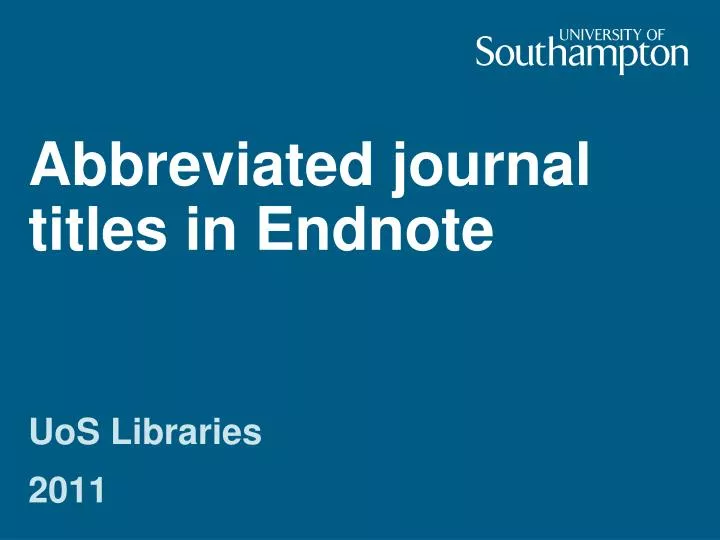 abbreviated journal titles in endnote