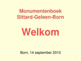Monumentenboek Sittard-Geleen-Born Welkom