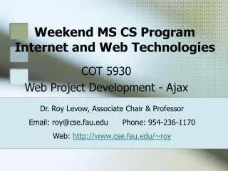 Weekend MS CS Program Internet and Web Technologies