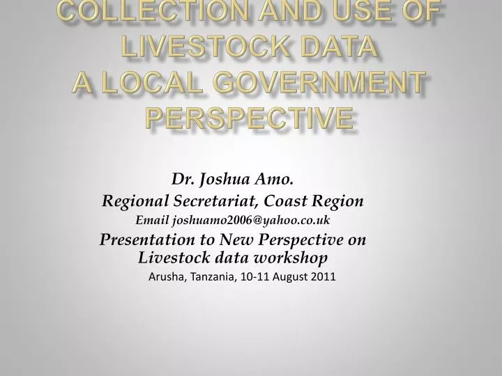 collection and use of livestock data a local government perspective