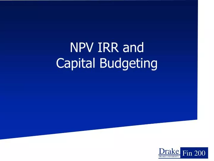 npv irr and capital budgeting