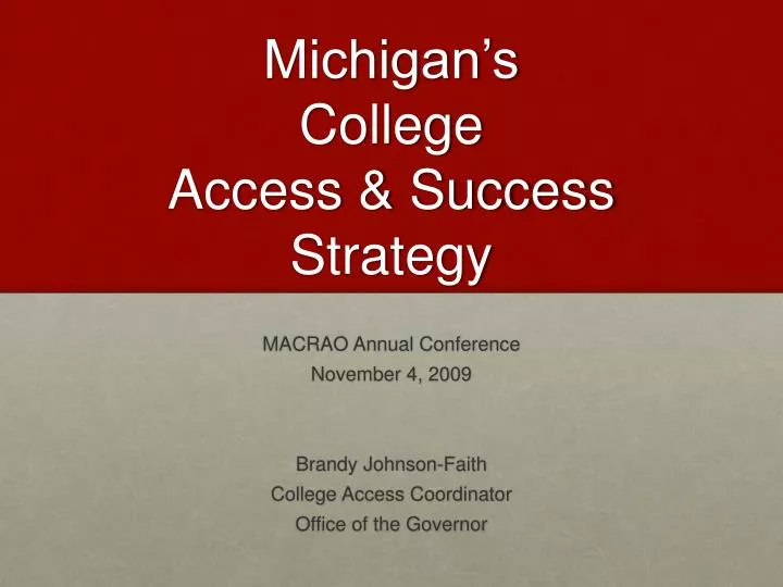 michigan s college access success strategy