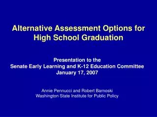 Alternative Assessment Options for High School Graduation