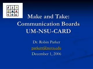 Make and Take: Communication Boards UM-NSU-CARD