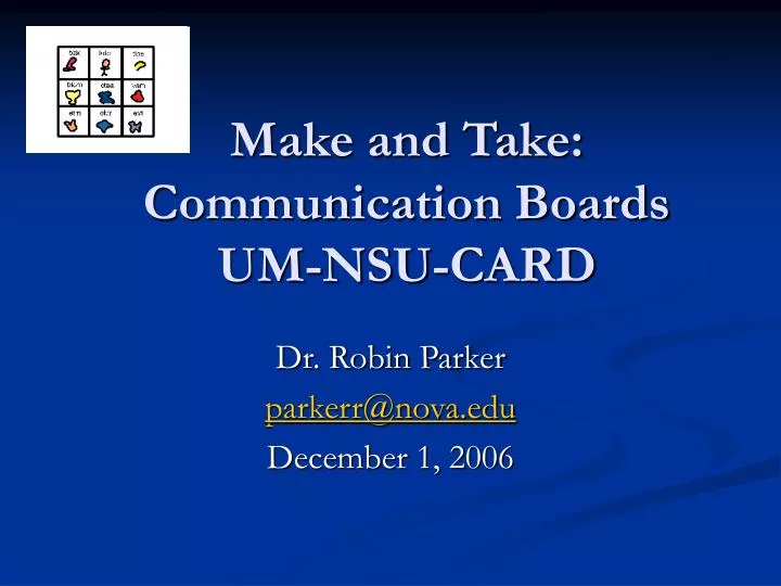 make and take communication boards um nsu card