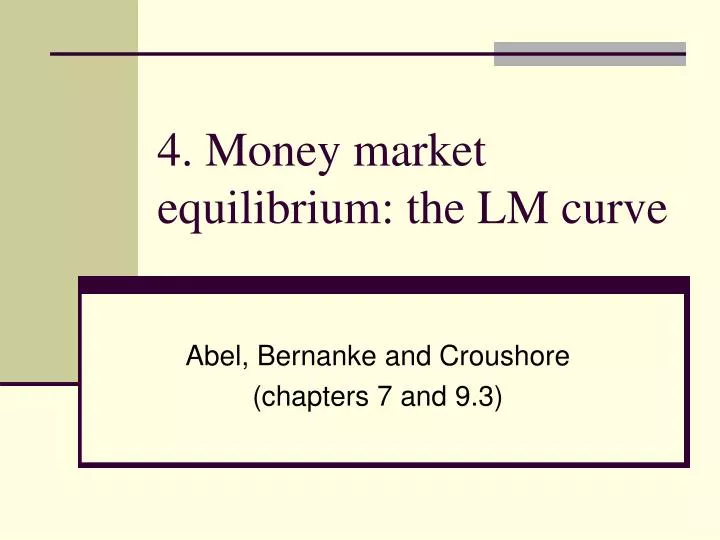 4 money market equilibrium the lm curve