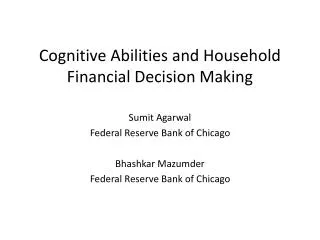 Cognitive Abilities and Household Financial Decision Making