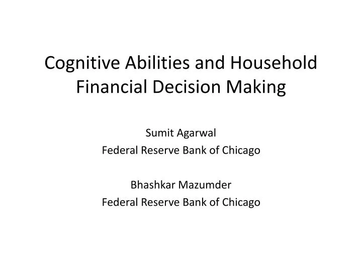 cognitive abilities and household financial decision making