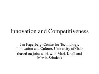 Innovation and Competitiveness