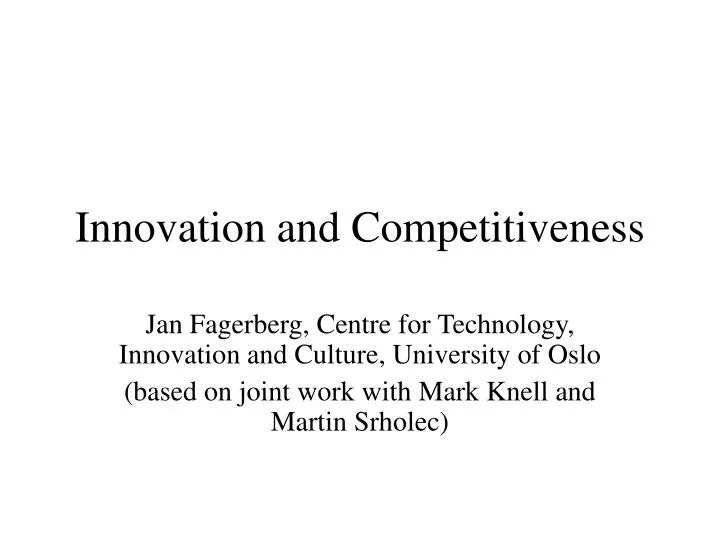 innovation and competitiveness