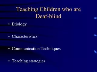 Teaching Children who are Deaf-blind